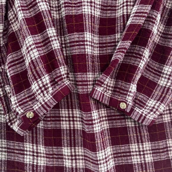 Lane Bryant Top Womens 22 Plus Burgundy Plaid Textured V-Neck Fall New - Picture 5 of 14